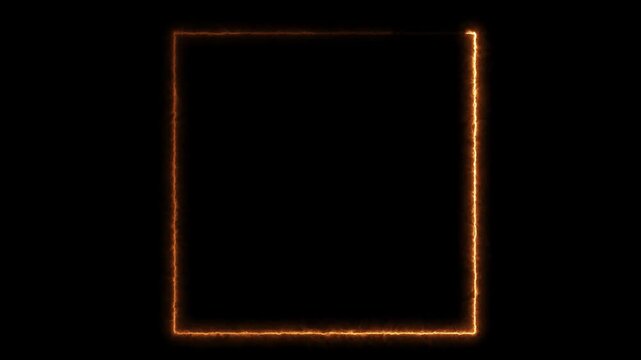 Fiery orange rectangular frame outline loop