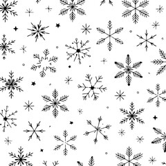 Seamless Snowflake Vector Pattern with Winter Holiday Design, Decorative Background, Repeating Snow Elements and Festive Seasonal Illustration