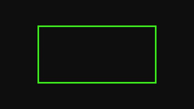 Neon green frame pulsing on black background