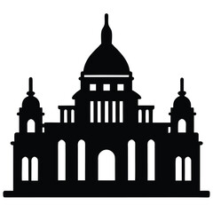 Historical Architecture Landmark Silhouette on White Background