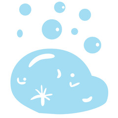 Blue bubbly spill on floor, ideal for teaching cleaning, accident response, or sanitation in children’s education.