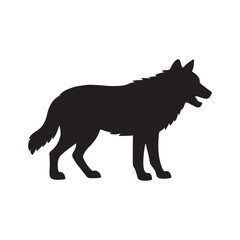 Black and white wolf vector illustration isolated on white background