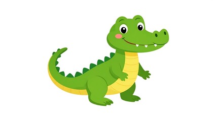 Obraz premium Cheerful, cartoon alligator, vibrant green, smiling