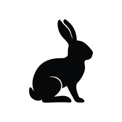Black and white rabbit vector illustration isolated on white background