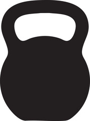 Black kettlebell silhouette isolated on transparent background for fitness and strength training