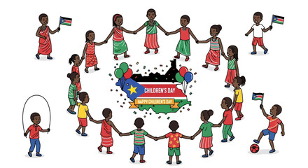 Fototapeta premium Heartfelt illustration depicting a global community of diverse children, fostering unity, peace, and hopeful celebration for a brighter future