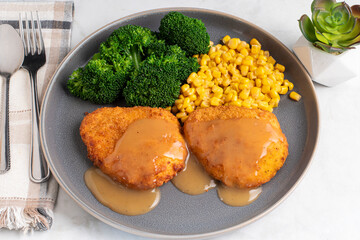 chicken breast with corn and broccoli