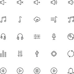 Outline Audio and Media Interface Icon Set