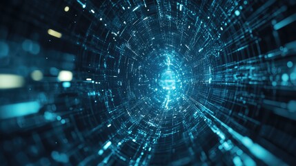 Digital data network cyberspace tunnel sending information