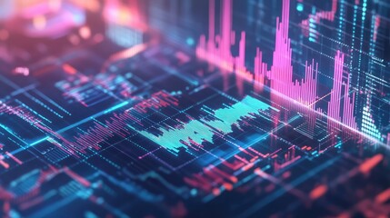 Financial data analytics displaying stock market trends