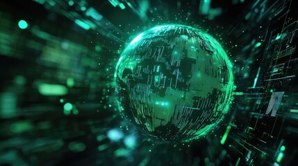 Digital globe displaying global network technology connection