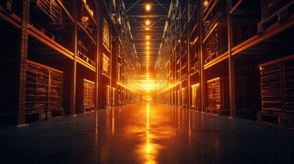 Digital data storage server racks warehouse