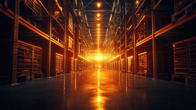 Digital data storage server racks warehouse