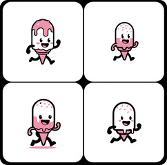 Four cartoon suns with sunglasses and smiles,  Cute sun characters with warm glowing rays,  Playful summer sun mascots for holiday themes