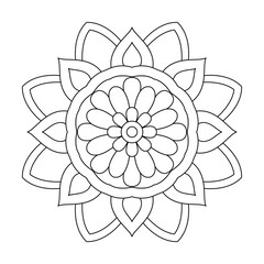 Beautiful line art mandala coloring book page