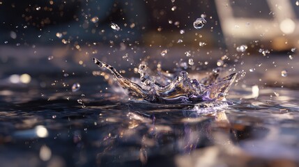 Water drop impact creating a crown splash