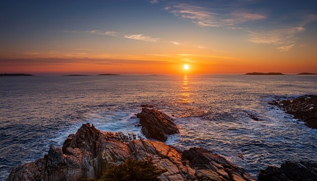 Sunrise Off The Coast Of Maine - Powered by Adobe