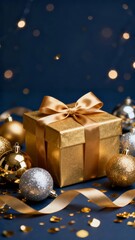 A golden gift box ad