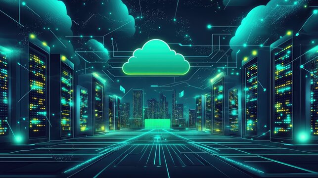 Cloud computing data center with digital network infrastructure