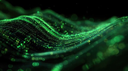 Digital data stream flowing through abstract network lines