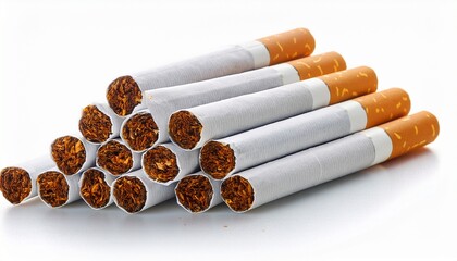Stacked Cigarettes Three Groups Isolated On White
