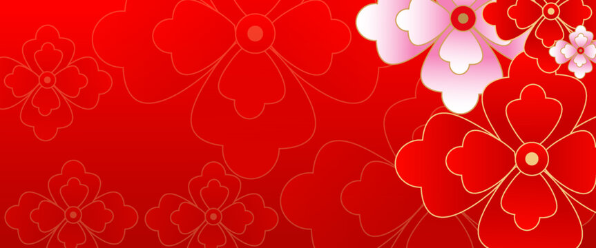 Chinese New Year 2026, banner template design with red beautiful flower background. for Chinese New Year background. new year background.