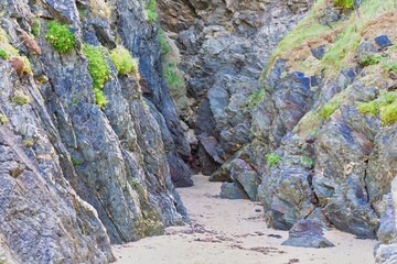 Rocky landscape photo, likely a coastal rock formation in Polly Joke - Cornwall - UK