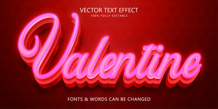 Happy valentine day typography handwritten editable text effect. Vector editable text effect