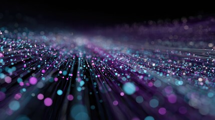 Digital data network connecting global particles forming futuristic stream