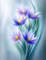 Bouquet for You &ndash; A soft acrylic bouquet of blue and violet flowers, arranged with gentle elegance and a serene, heartfelt touch.