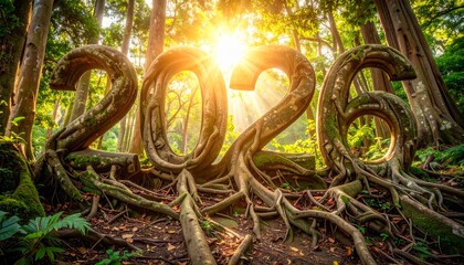 Rooted Future: “2026” Emerges from Wood and Moss in a Sunlit Forest, Celebrating Growth, Renewal, and the Earthbound Beauty of Nature’s Connection to Time, Sustainability, and Inspirational Possibilit