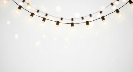Obraz premium A string of light bulbs hanging against a white background.