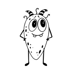 Doodles, sketches of a funny, cute monster. Cartoon children's characters. Vector graphics.