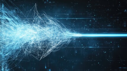 Abstract data flowing network presenting digital technology concept