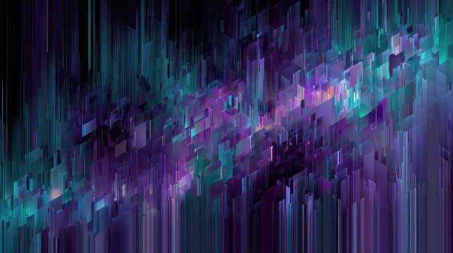 Digital glitch art with cascading geometric pixels