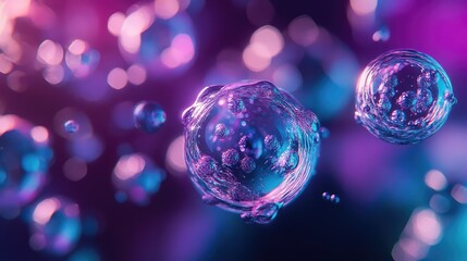 Microscopic cells in abstract scientific research environment