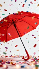 A vibrant red umbrel