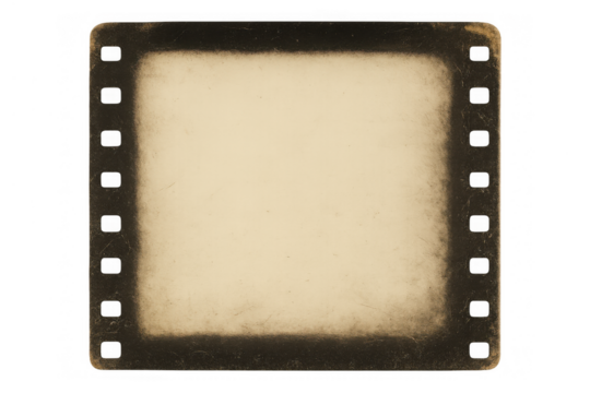 Film frame with an old, scratched texture and dark edges, providing a retro visual effect for nostalgia and memories