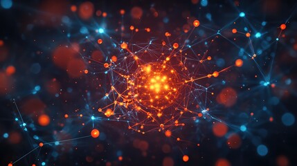 Digital network connections visualizing data processing and artificial intelligence