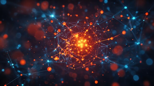 Digital network connections visualizing data processing and artificial intelligence