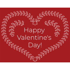 Minimalist valentine day card featuring a floral heart frame and modern typography on a red background. Perfect for romantic greetings, invitations, social media posts, and holiday designs.