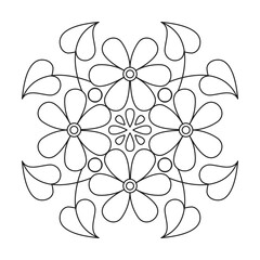 Floral pattern structure mandala coloring book page