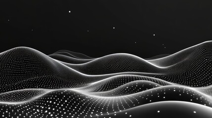 Digital waves creating futuristic data network landscape