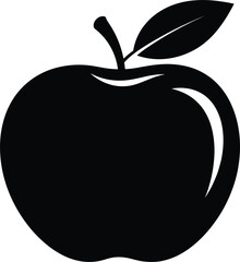 Fototapeta premium PrintSimple Apple Fruit Silhouette Vector Icon, Black Minimalist Graphic Element for Health, Education, or Food Industry Logo and Symbol Design.
