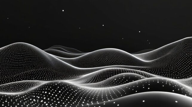 Digital waves creating futuristic data network landscape