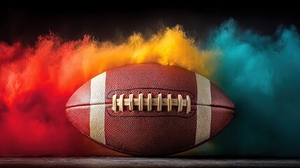 American football mid-powder burst isolated on black: ultra-sharp energy splash for sports-brand hero, energy-drink poster, social story, mobile wallpaper
