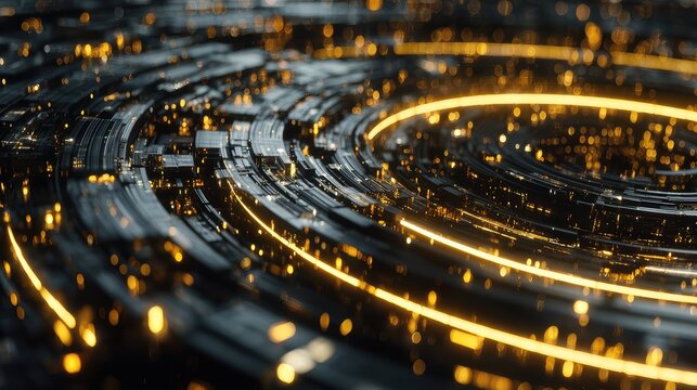 Digital data network transmitting information across futuristic grid