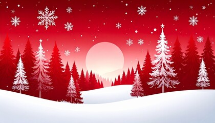 Naklejka premium Christmas background design of pine tree and snowflake with snow falling in the winter vector illustration