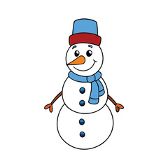 cartoon snowman vector on white background