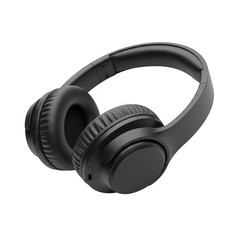 Sleek black over-ear headphones for immersive audio and comfortable listening experiences transparent background